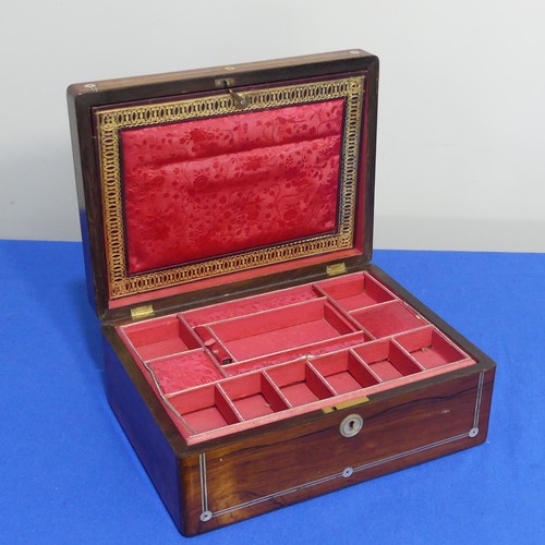 417 - A Victorian lady's Vanity Box, the hinged lid with stylised horse inlay opening to reveal a silk lin... 