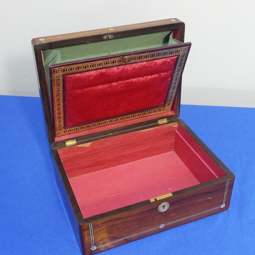 417 - A Victorian lady's Vanity Box, the hinged lid with stylised horse inlay opening to reveal a silk lin... 