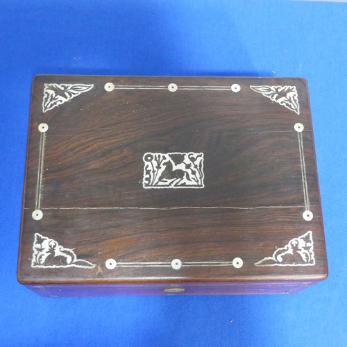 417 - A Victorian lady's Vanity Box, the hinged lid with stylised horse inlay opening to reveal a silk lin... 