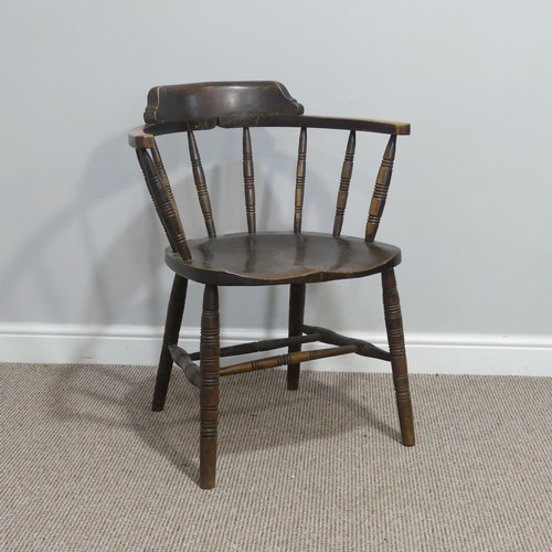 433 - A 19thC stick-back Windsor Chair, with shaped seat and 'H' cross stretcher, W 66cm x D 64cm x H 94cm... 