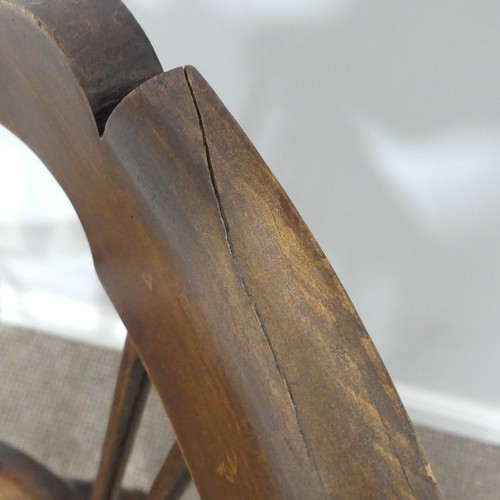 433 - A 19thC stick-back Windsor Chair, with shaped seat and 'H' cross stretcher, W 66cm x D 64cm x H 94cm... 