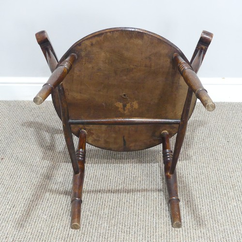 433 - A 19thC stick-back Windsor Chair, with shaped seat and 'H' cross stretcher, W 66cm x D 64cm x H 94cm... 