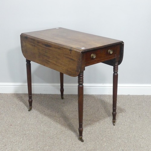 438 - A Victorian mahogany Pembroke Table, of rectangular form, with a single frieze drawer and one dummy,... 