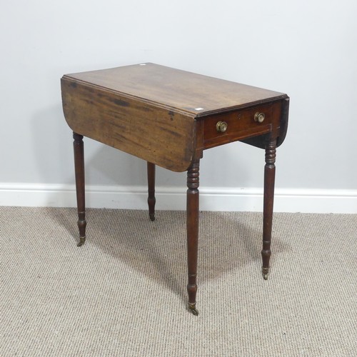 438 - A Victorian mahogany Pembroke Table, of rectangular form, with a single frieze drawer and one dummy,... 