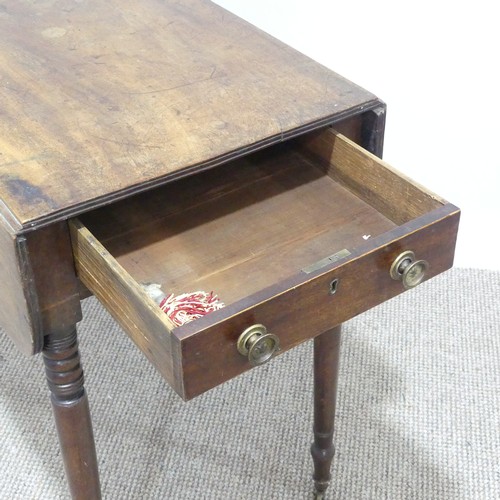 438 - A Victorian mahogany Pembroke Table, of rectangular form, with a single frieze drawer and one dummy,... 