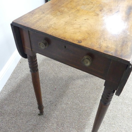 438 - A Victorian mahogany Pembroke Table, of rectangular form, with a single frieze drawer and one dummy,... 