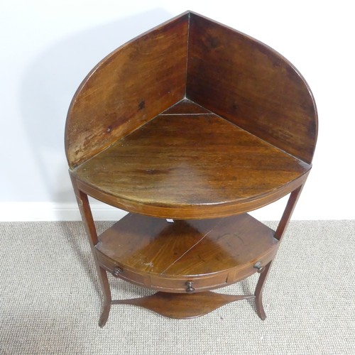 292 - A George III mahogany corner Washstand, with single frieze drawer, W 56cm x D 40cm x H 101cm, togeth... 