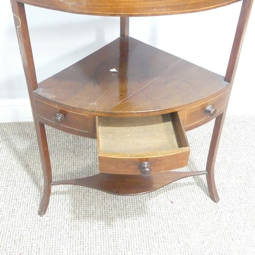 292 - A George III mahogany corner Washstand, with single frieze drawer, W 56cm x D 40cm x H 101cm, togeth... 