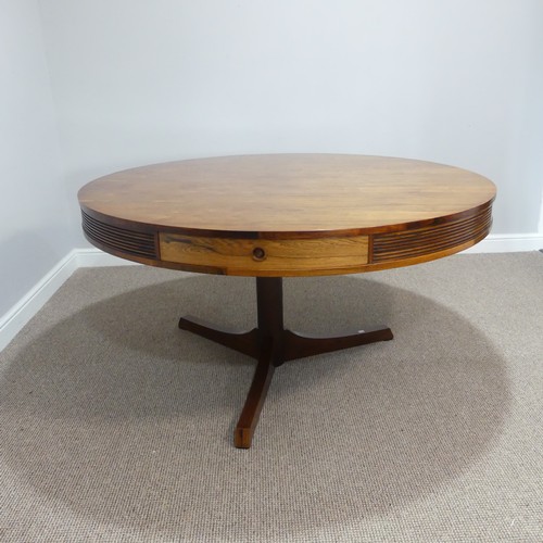 444 - Robert Heritage for Archie Shine, 'Bridgeford' rosewood Drum Table, with four drawers and reeded fri... 