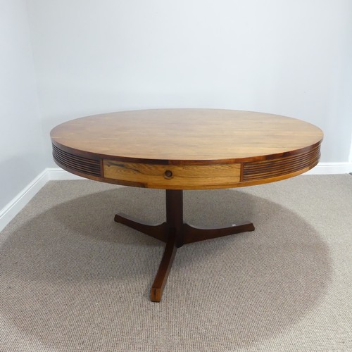 444 - Robert Heritage for Archie Shine, 'Bridgeford' rosewood Drum Table, with four drawers and reeded fri... 