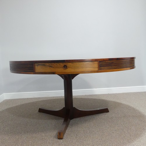 444 - Robert Heritage for Archie Shine, 'Bridgeford' rosewood Drum Table, with four drawers and reeded fri... 