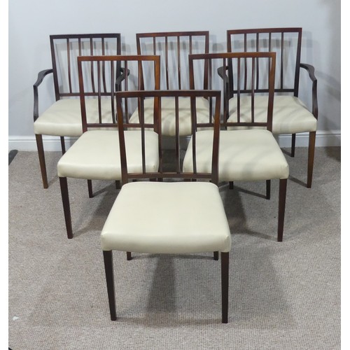 445 - A set of six Robert heritage for Archie Shine 'Dorrington' rosewood Dining Chairs, each with leather... 