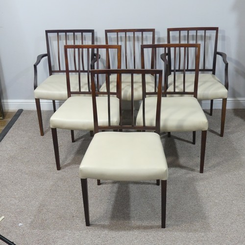 445 - A set of six Robert heritage for Archie Shine 'Dorrington' rosewood Dining Chairs, each with leather... 