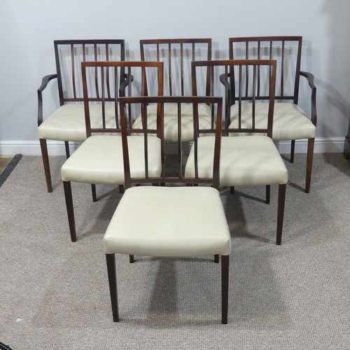 445 - A set of six Robert heritage for Archie Shine 'Dorrington' rosewood Dining Chairs, each with leather... 