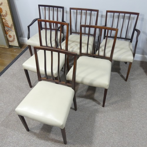 445 - A set of six Robert heritage for Archie Shine 'Dorrington' rosewood Dining Chairs, each with leather... 