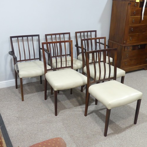 445 - A set of six Robert heritage for Archie Shine 'Dorrington' rosewood Dining Chairs, each with leather... 