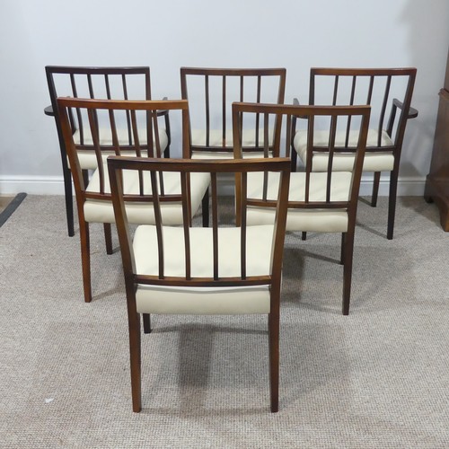 445 - A set of six Robert heritage for Archie Shine 'Dorrington' rosewood Dining Chairs, each with leather... 