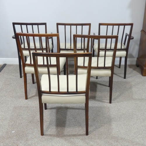 445 - A set of six Robert heritage for Archie Shine 'Dorrington' rosewood Dining Chairs, each with leather... 