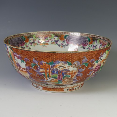 138 - A Chinese mandarin palette porcelain Bowl, the well and exterior painted with panels of figures on t... 