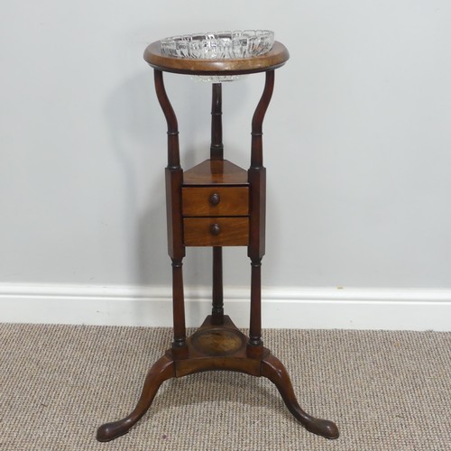 296 - A 19thC Rosewood and Woolwork Hall Chair, with a carved and shaped back rest, spirally turned suppor... 