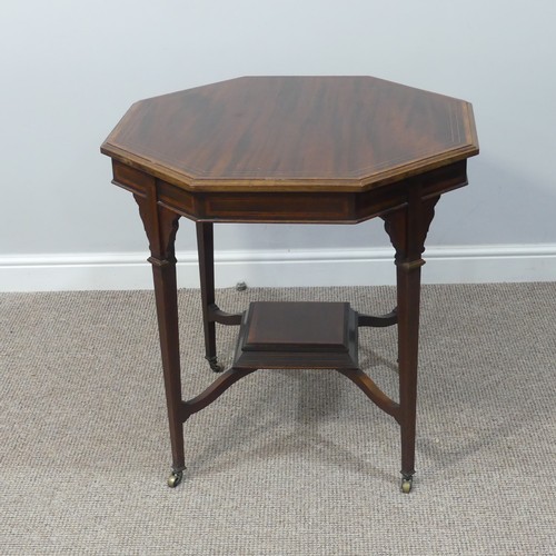 299 - An Edwardian mahogany octagonal Centre Table, with ebony and boxwood stringing and square under tier... 