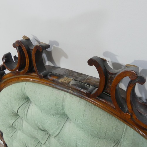 303 - RTV A Victorian mahogany overmantle Mirror Frame (converted into a Headboard), with ornately carved ... 