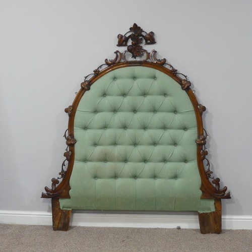 303 - RTV A Victorian mahogany overmantle Mirror Frame (converted into a Headboard), with ornately carved ... 