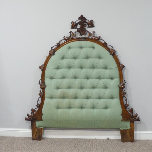 303 - RTV A Victorian mahogany overmantle Mirror Frame (converted into a Headboard), with ornately carved ... 