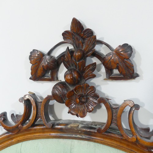 303 - RTV A Victorian mahogany overmantle Mirror Frame (converted into a Headboard), with ornately carved ... 