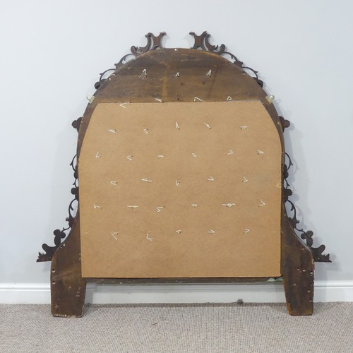 303 - RTV A Victorian mahogany overmantle Mirror Frame (converted into a Headboard), with ornately carved ... 