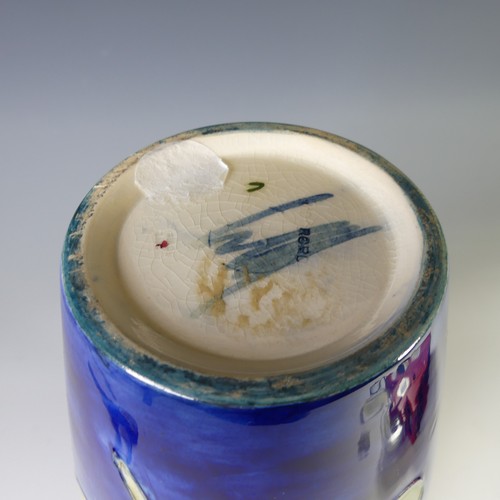 45 - A Walter Moorcroft 'Hibiscus' pattern Baluster Vase, tube lined decoration on cobalt blue ground, wi... 