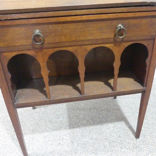 305 - A Liberty & Co Arts and Crafts oak Writing Desk, with fitted fall-front and a single frieze draw... 