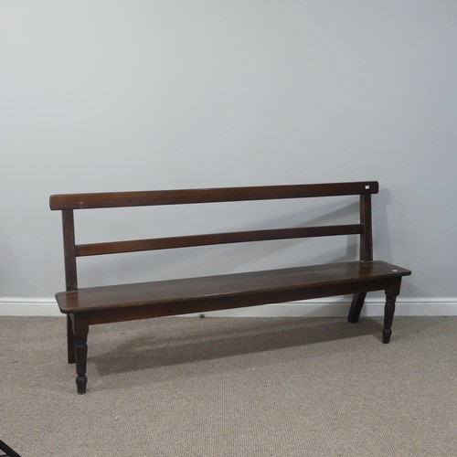 482 - A vintage Refectory Bench, on turned front and square back legs, W 177cm x D 37cm x H 84cm, together... 