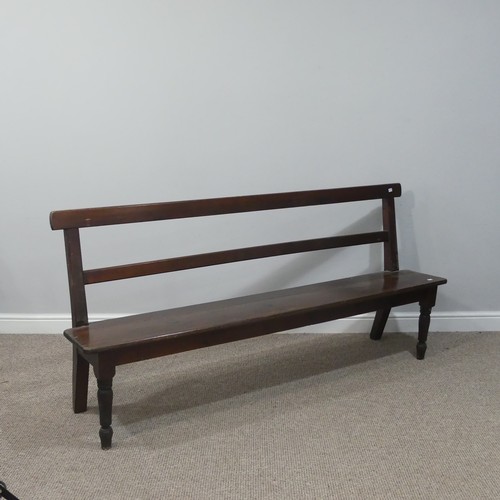 482 - A vintage Refectory Bench, on turned front and square back legs, W 177cm x D 37cm x H 84cm, together... 