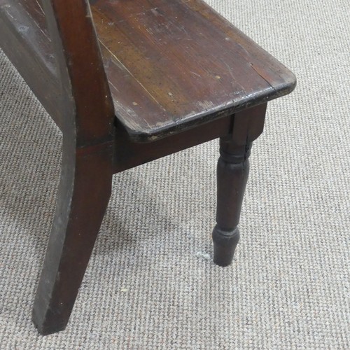 482 - A vintage Refectory Bench, on turned front and square back legs, W 177cm x D 37cm x H 84cm, together... 