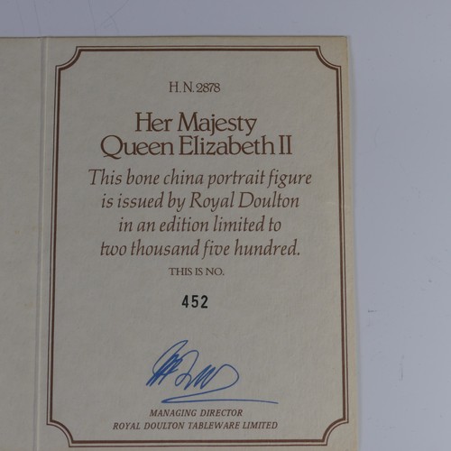 50 - A Royal Doulton character figure of HM Queen Elizabeth, HN2878, limited edition 452/2500, with certi... 