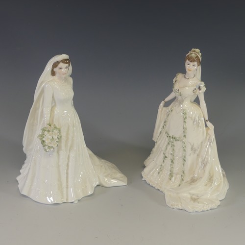 63 - A limited edition Coalport figure of The Queen as a Bride, (2295/7500), together with Queen Mother a... 