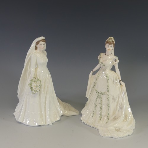 63 - A limited edition Coalport figure of The Queen as a Bride, (2295/7500), together with Queen Mother a... 