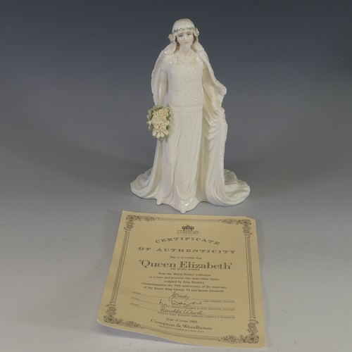 63 - A limited edition Coalport figure of The Queen as a Bride, (2295/7500), together with Queen Mother a... 