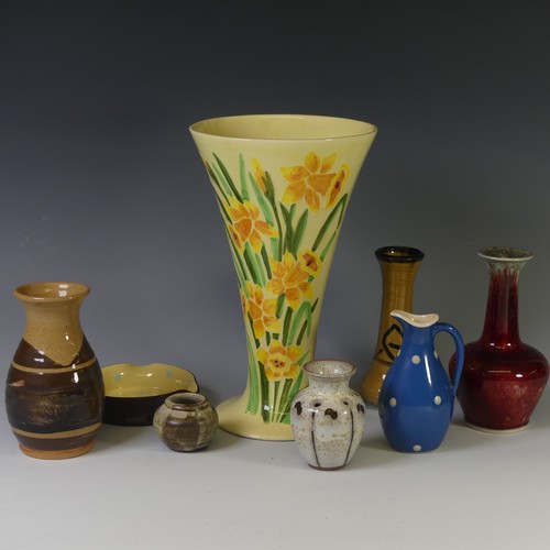 68 - A Charlotte Rhead-style Vase, with floral decoration on yellow ground, H 26cm, together with 6 piece... 