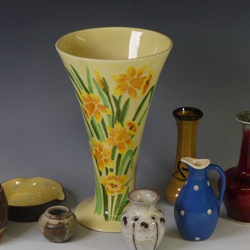 68 - A Charlotte Rhead-style Vase, with floral decoration on yellow ground, H 26cm, together with 6 piece... 