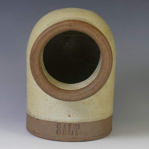 71 - A Robin Welch stoneware Salt Pig, in smooth oatmeal glaze and textured rims, impressed with 'SALT' t... 