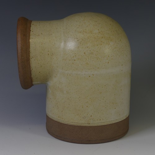 71 - A Robin Welch stoneware Salt Pig, in smooth oatmeal glaze and textured rims, impressed with 'SALT' t... 