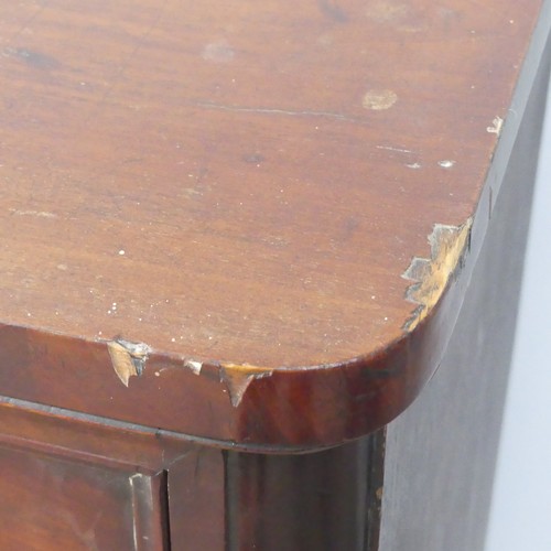 488 - A Victorian mahogany chest of drawers, two short over three long, on bun feet, damage to veneer, W 9... 