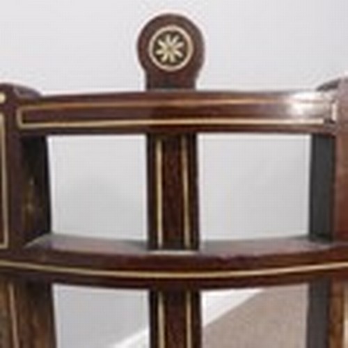 306 - An Edwardian mahogany framed two-seater Ladies Settee, the shaped top rail inlaid with classical urn... 