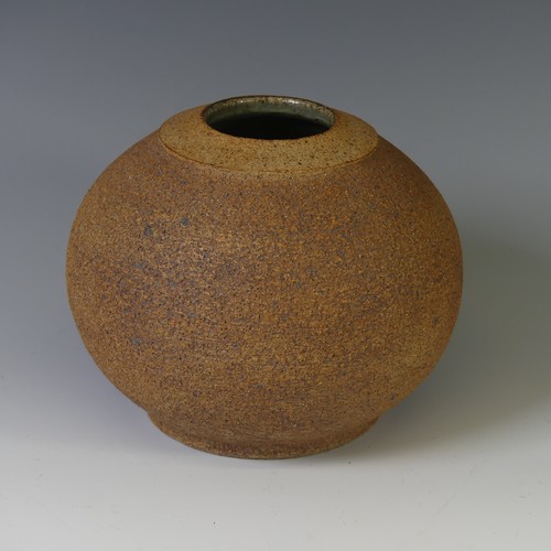 77 - A studio pottery globular Squat Vase, in the manner of Waistel Cooper, with rough textured glaze and... 