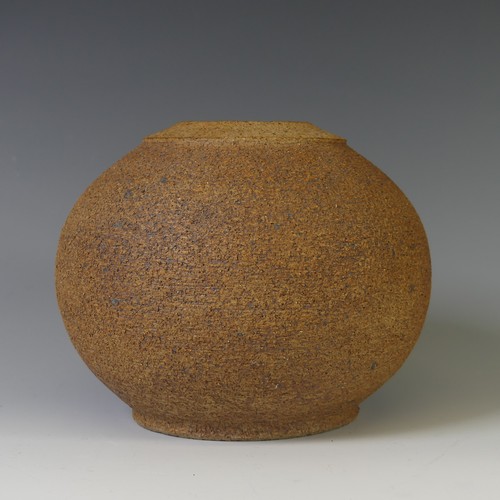 77 - A studio pottery globular Squat Vase, in the manner of Waistel Cooper, with rough textured glaze and... 