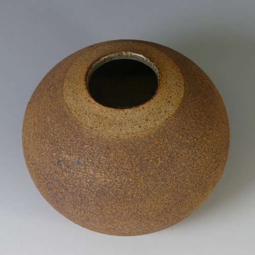 77 - A studio pottery globular Squat Vase, in the manner of Waistel Cooper, with rough textured glaze and... 