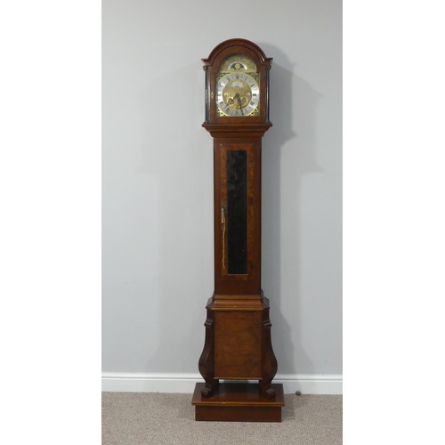 254 - A 20th century John Warmink walnut and mahogany Grandmother clock, the 8-day strike movement with qu... 