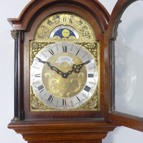 254 - A 20th century John Warmink walnut and mahogany Grandmother clock, the 8-day strike movement with qu... 